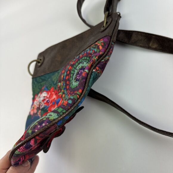 Desigual Patchwork Floral Crossbody Purse Bag Multicolored Faux Leather Zip - Picture 4 of 16